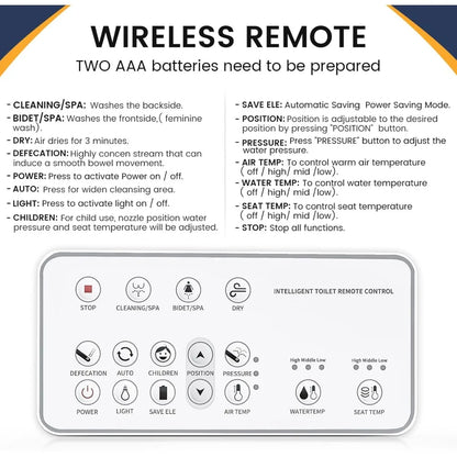 Electric Heated Bidet Toilet Seat (fits elongated toilet bowls)