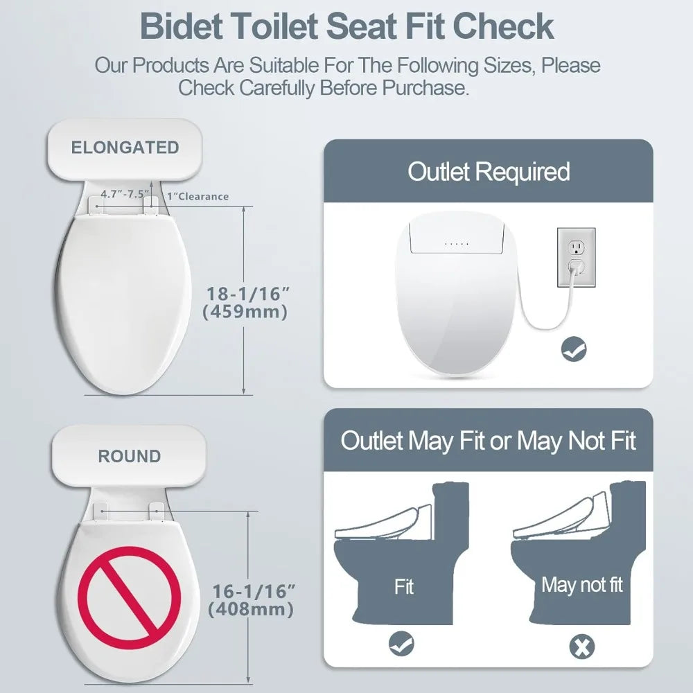 Electric Heated Bidet Toilet Seat (fits elongated toilet bowls)
